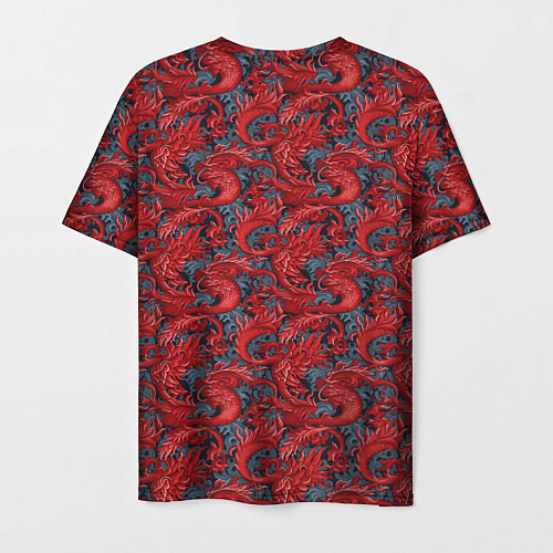 Мужская футболка Красные драконы паттерн / 3D-принт – фото 2