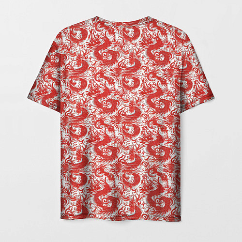 Мужская футболка Красные драконы на белом фоне / 3D-принт – фото 2