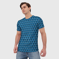 Футболка мужская Синие и чёрные треугольники, цвет: 3D-принт — фото 2