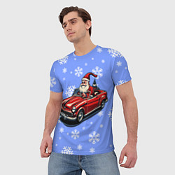 Футболка мужская Дед Мороз едет на машине, цвет: 3D-принт — фото 2