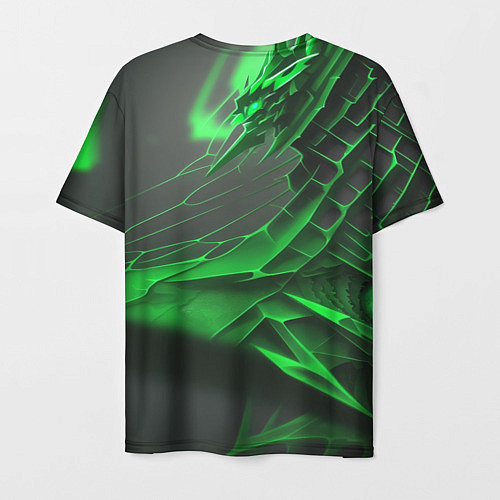 Мужская футболка Зелёная сеть на чёрном фоне / 3D-принт – фото 2