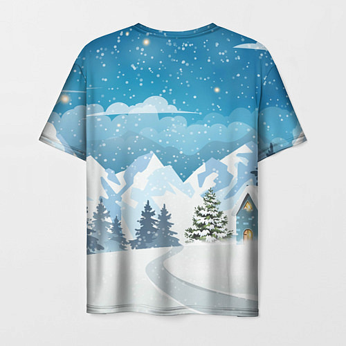 Мужская футболка Дракон на фоне зимних гор / 3D-принт – фото 2