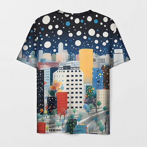 Мужская футболка Новогодний ночной город / 3D-принт – фото 2