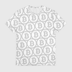 Мужская футболка Биткоин патерн на белом фоне