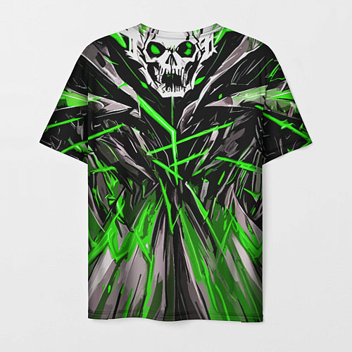 Мужская футболка Череп и зелёные полосы / 3D-принт – фото 2