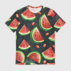 Мужская футболка Паттерн красные дольки арбуза