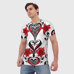 Футболка мужская Красный узор сердце, цвет: 3D-принт — фото 2