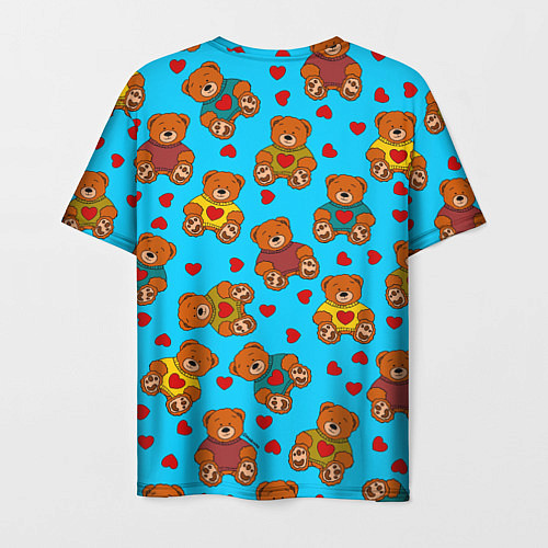 Мужская футболка Мишки в цветных свитерах и сердечки / 3D-принт – фото 2