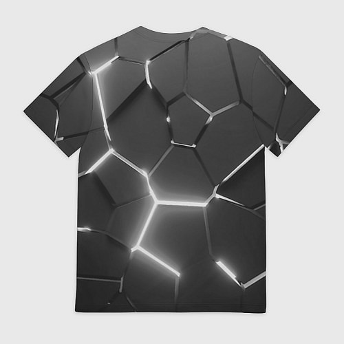 Мужская футболка Чёрные плиты разломы броня / 3D-принт – фото 2