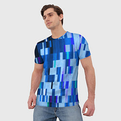 Футболка мужская Синий глитч, цвет: 3D-принт — фото 2