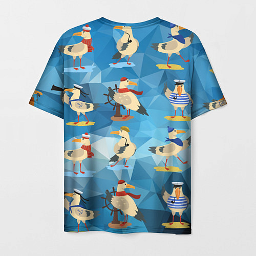 Мужская футболка Паттерн чаек на полигональном синем / 3D-принт – фото 2