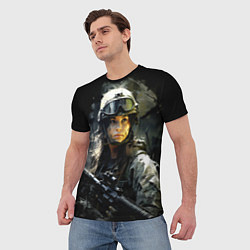 Футболка мужская Девушка воин в боевой экипировке, цвет: 3D-принт — фото 2