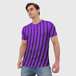 Футболка мужская Неоновый фиолетовый полосатый, цвет: 3D-принт — фото 2