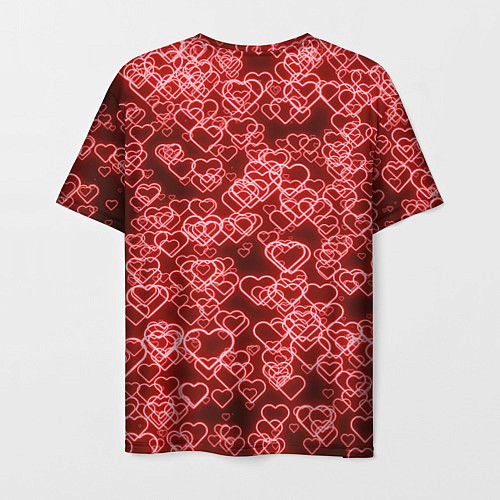 Мужская футболка Неоновые сердечки красные / 3D-принт – фото 2