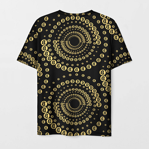 Мужская футболка Золотой Биткоин на черном / 3D-принт – фото 2