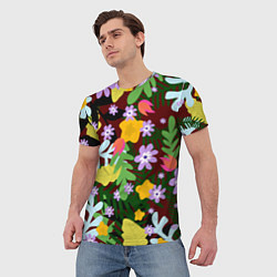 Футболка мужская Гавайская цветочная расцветка, цвет: 3D-принт — фото 2
