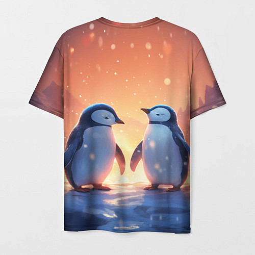 Мужская футболка Романтичная пара пингвинов / 3D-принт – фото 2