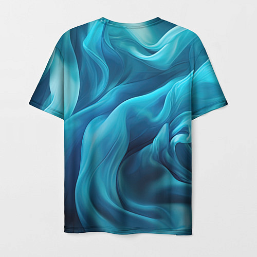 Мужская футболка Синяя абстрактная волнистая ткань / 3D-принт – фото 2
