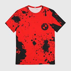 Футболка мужская BMW краски текстура красный, цвет: 3D-принт