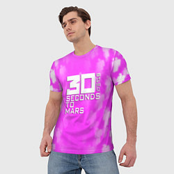 Футболка мужская 30 seconds to mars pink, цвет: 3D-принт — фото 2