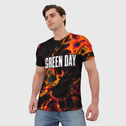 Футболка мужская Green Day red lava, цвет: 3D-принт — фото 2