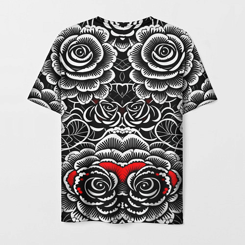 Мужская футболка Серые паттерны цветы / 3D-принт – фото 2