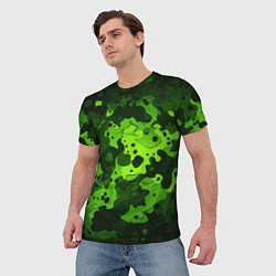 Футболка мужская Яркий неоновый зеленый камуфляж, цвет: 3D-принт — фото 2