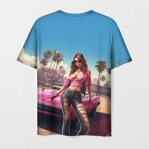 Мужская футболка GTA 6 girl logo / 3D-принт – фото 2