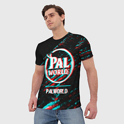 Футболка мужская Palworld в стиле glitch и баги графики на темном ф, цвет: 3D-принт — фото 2