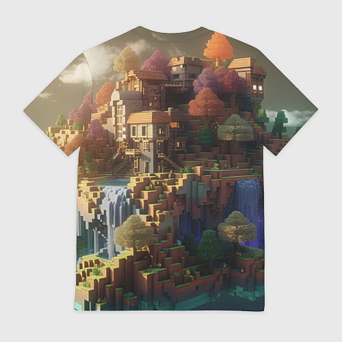 Мужская футболка Minecraft logo горы и реки / 3D-принт – фото 2