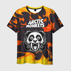Футболка мужская Arctic Monkeys рок панда и огонь, цвет: 3D-принт