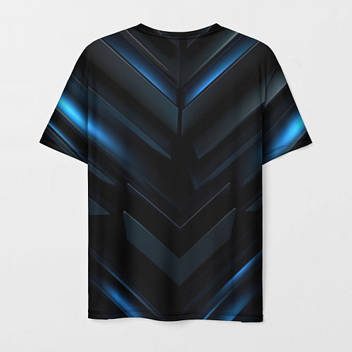 Мужская футболка Palworld logo blue neon abstract black / 3D-принт – фото 2