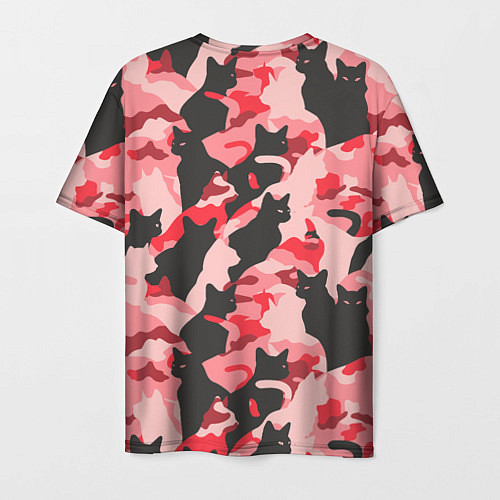 Мужская футболка Розовый камуфляж из котов / 3D-принт – фото 2