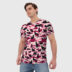 Футболка мужская Камуфляжные розовые котики, цвет: 3D-принт — фото 2