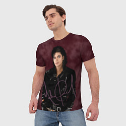 Футболка мужская Michael Jackson на бордовом фоне, цвет: 3D-принт — фото 2