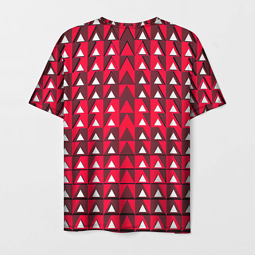 Мужская футболка Белые треугольники на красном фоне / 3D-принт – фото 2