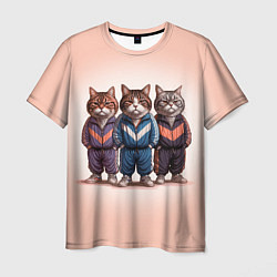 Футболка мужская Три полосатых кота в спортивных костюмах пацана, цвет: 3D-принт
