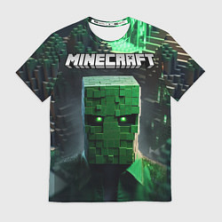 Футболка мужская Minecraft зеленый персонаж каменные джунгли, цвет: 3D-принт