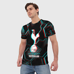 Футболка мужская Tottenham FC в стиле glitch на темном фоне, цвет: 3D-принт — фото 2