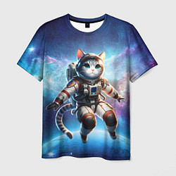 Футболка мужская Кот космонавт в космосе, цвет: 3D-принт