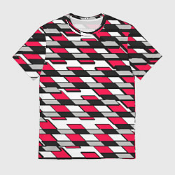 Мужская футболка Красные четырёхугольники на белом фоне
