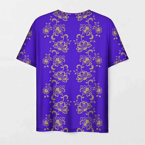 Мужская футболка Контурные цветы на фиолетовом фоне / 3D-принт – фото 2