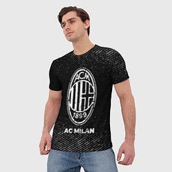 Футболка мужская AC Milan с потертостями на темном фоне, цвет: 3D-принт — фото 2