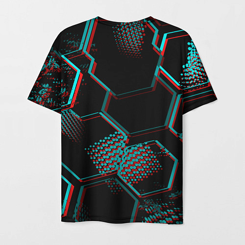 Мужская футболка Liverpool FC в стиле glitch на темном фоне / 3D-принт – фото 2