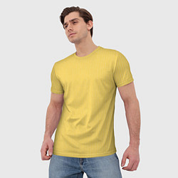 Футболка мужская Жёлтый в белую полоску, цвет: 3D-принт — фото 2