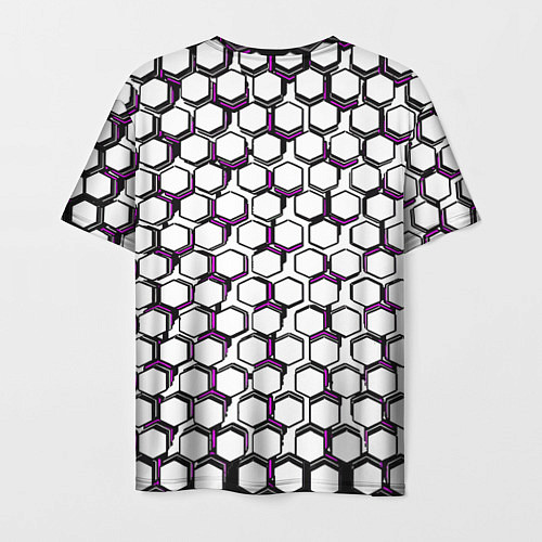 Мужская футболка Киберпанк узор из шестиугольников розовый / 3D-принт – фото 2