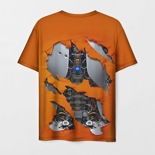 Мужская футболка Кибермеханизм мужской оранжевый / 3D-принт – фото 2