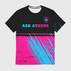 Футболка мужская AEK Athens - neon gradient посередине, цвет: 3D-принт