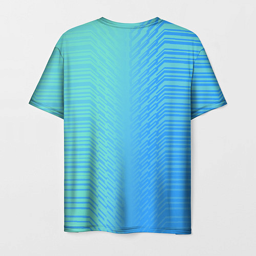 Мужская футболка Голубые градиентные линии / 3D-принт – фото 2