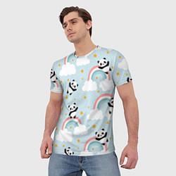 Футболка мужская Панда на радуге, цвет: 3D-принт — фото 2
